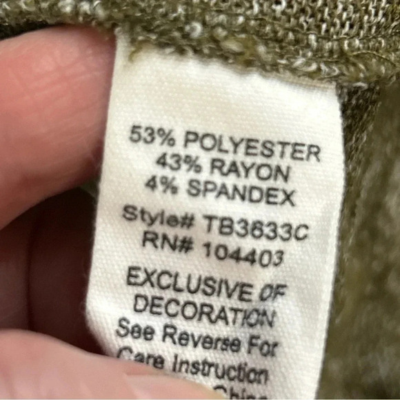 Women’s Small‎ Green Pullover Top Elbow Patches Buttons Preppy Academia Stretch - Picture 9 of 10